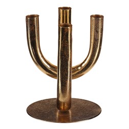 Svícen kovový - čtyřramenný, na kónické svíčky, barva zlatá.