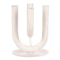 Svícen kovový - čtyřramenný, na kónické svíčky, barva bílá.