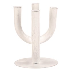 Svícen kovový - čtyřramenný, na kónické svíčky, barva bílá.