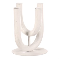 Svícen kovový - čtyřramenný, na kónické svíčky, barva bílá.