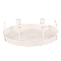 Svícen kovový - na 4 kónické svíčky, kruhový, barva bílá.