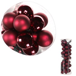Ozdoby skleněné na drátku, tm.červené, pr.2cm, cena za 1 balení(48ks)