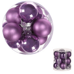 Ozdoby skleněné, barva fialová, pr.2cm, cena za 1 balení (12ks)