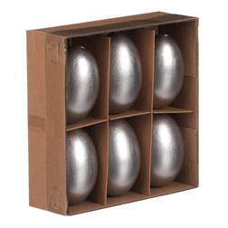 Vajíčko pravé, stříbrná barva. Cena za sadu 6ks.