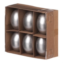 Vajíčko pravé, stříbrná barva. Cena za sadu 6ks.