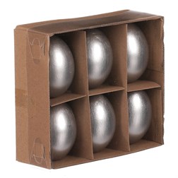 Vajíčko pravé, stříbrná barva. Cena za sadu 6ks.