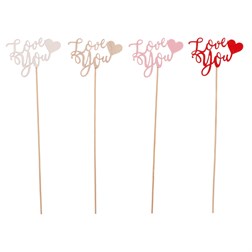 Srdíčko na zápichu - "Love you", mix 4 barev. Cena za 1 ks.