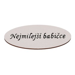 Cedulka "Nejmilejší babičce", barva bílá. V sáčku 12 ks, cena za 1 ks.