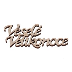 Cedulka "Veselé Velikonoce", barva přírodní. V sáčku 12 ks, cena za 1 ks.