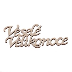 Cedulka "Veselé Velikonoce", barva přírodní. V sáčku 6 ks, cena za 1 ks.