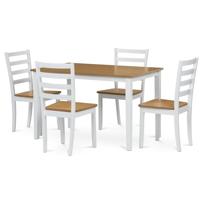 Jedálenský set so 4 stoličkami, 120x75x75cm, masív, prírodný, VESPA OAK