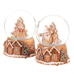 Sněžítko na perníkových domcích - polyresin, mix 2 druhů, cena za 1 ks.