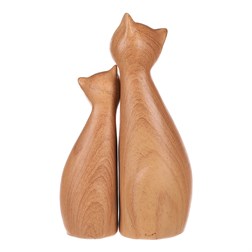 Kočky - polyresinové figurky, imitace dřeva, cena za sadu 2 ks